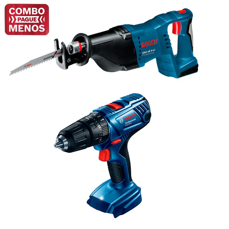 Kit Bosch Furadeira/Parafus + Serra Sabre + 2 Baterias 18V + Maleta - Bosch