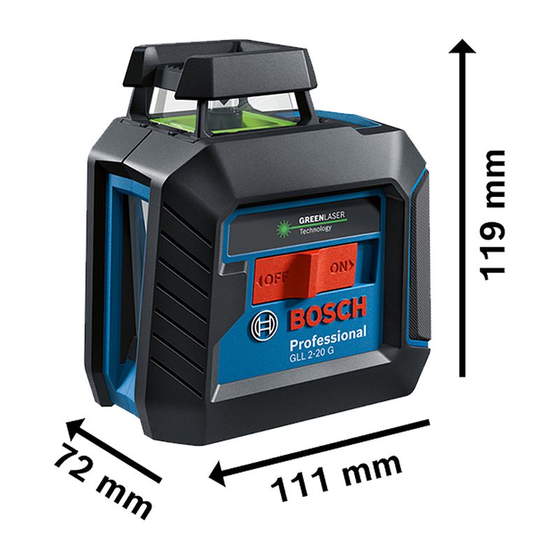 Nível a laser verde de linhas cruzadas Bosch GLL 2-20G 10m