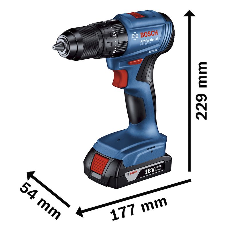 Furadeira Parafusadeira Impacto 18V GSB185-LI 2 Bat. 23 AC - Bosch 