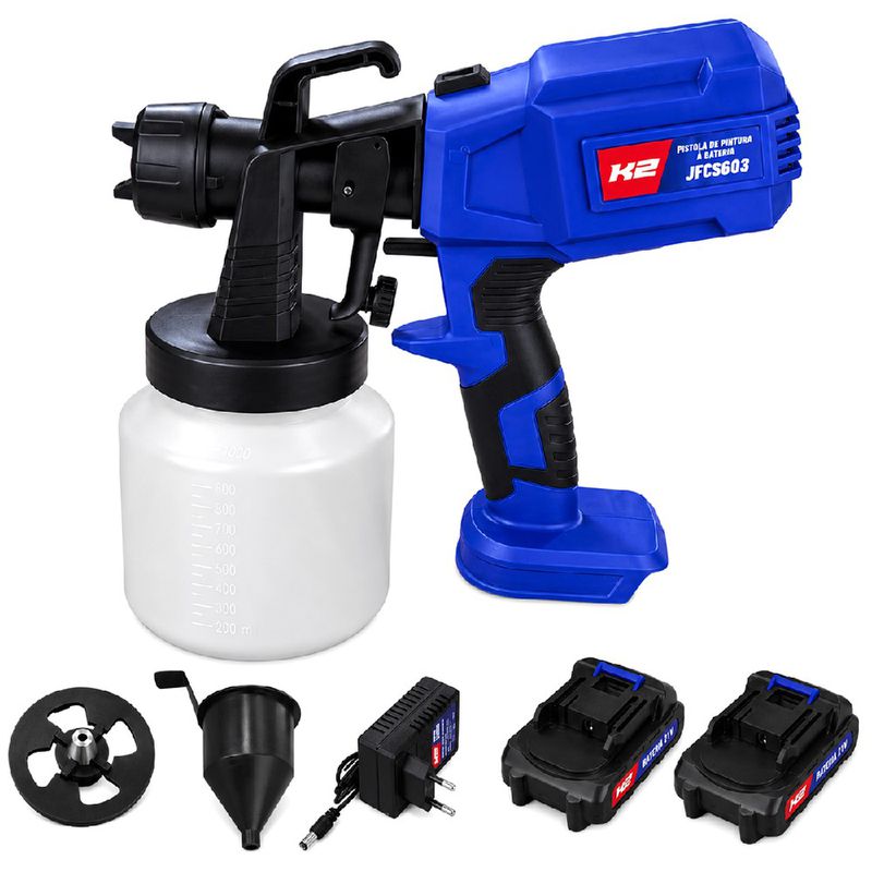 Pistola de Pintura Com 2 Baterias e Carregador 21V (JFCSG03) - K2