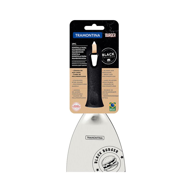 Espátula Black Burger em Aço Inox e Cabo de Polipropileno Preto 4'' - Tramontina 