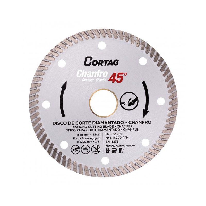 Disco Diamantado Chanfro 45º 115x22,2mm 61907 - Cortag