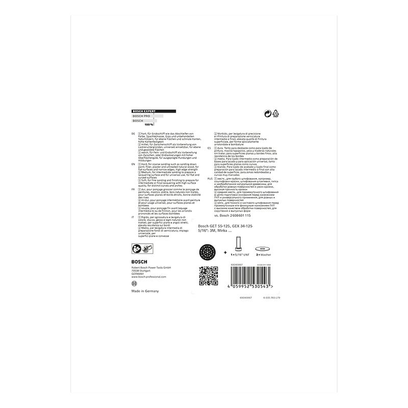 Prato autoaderente para lixadeira excêntrica Bosch EXPERT 125mm
