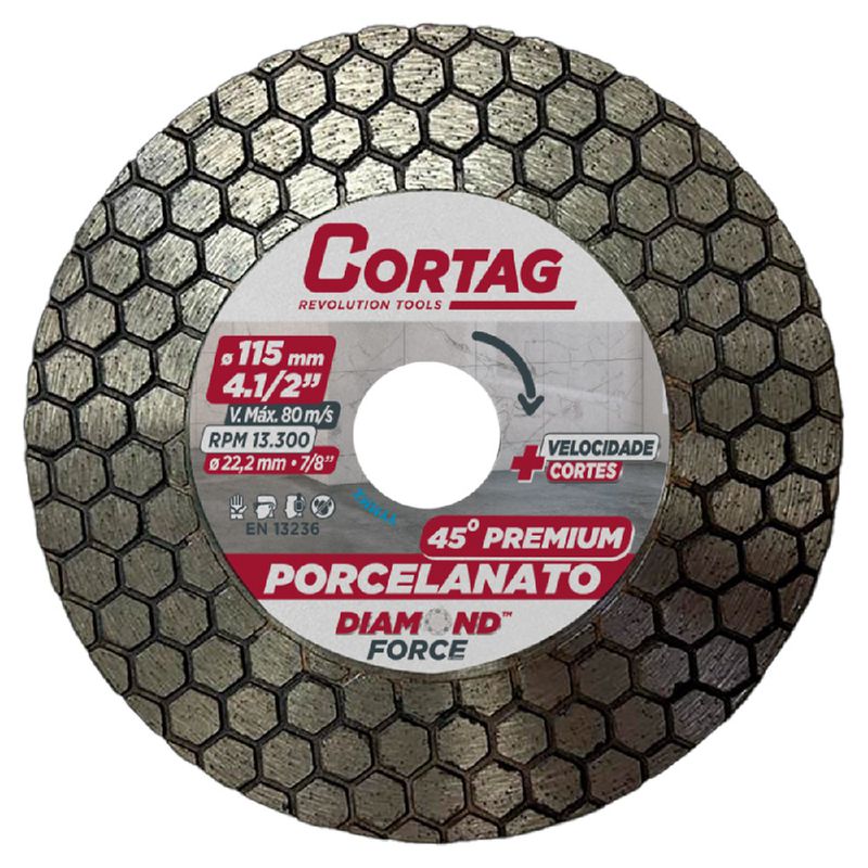 Disco Diamantado Para Chanfro 45° Premium 115mm (62795) - Cortag