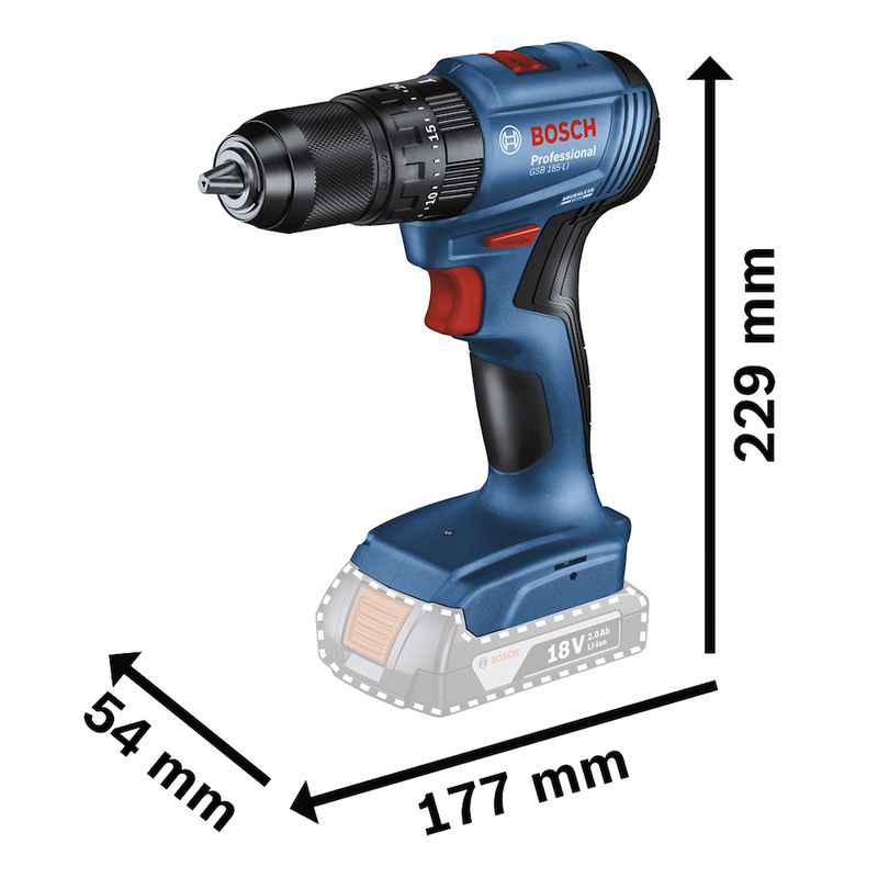 Furadeira Parafusadeira Impacto 18V GSB185-LI SB Sem Fio - Bosch