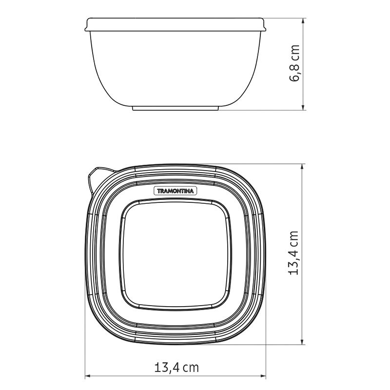 Jogo de Potes Vermelho Com tampa Transparente 600ml - 3 Peças (25098/702) - Tramontina