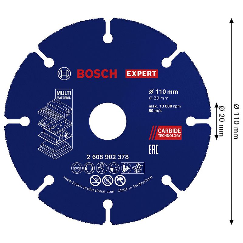 Disco de Corte EXPERT Carbide Multi Wheel 110 mm x 20 mm - Bosch