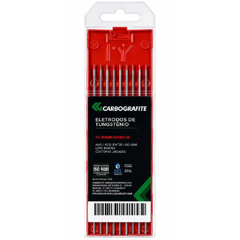 Kit Com 10 Eletrodos em Tungstênio | 2% Tório - Carbografite