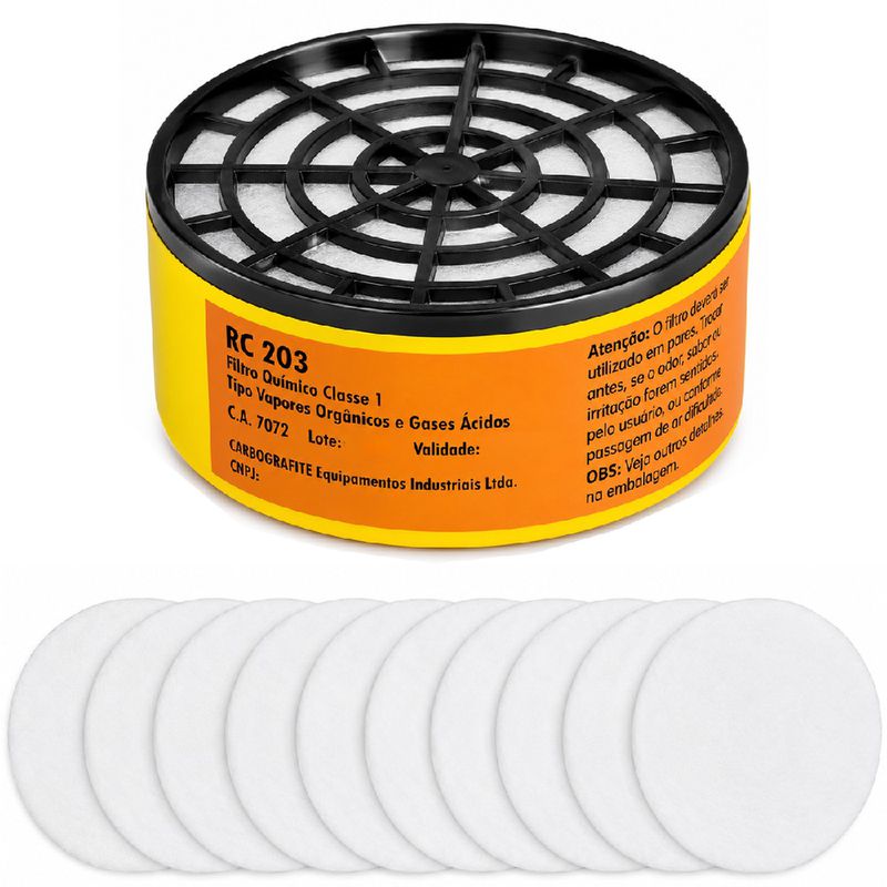 Kit Com 02 Filtros Para Respirador RC203 (012120412) - Carbografite
