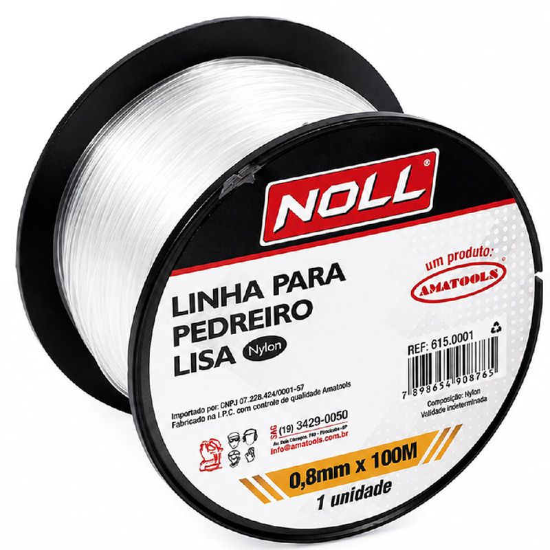 Jogo de Linhas Para Pedreiro em Nylon Liso 0,8mm x 100m Com 2 Unidades (615,0001) - Noll