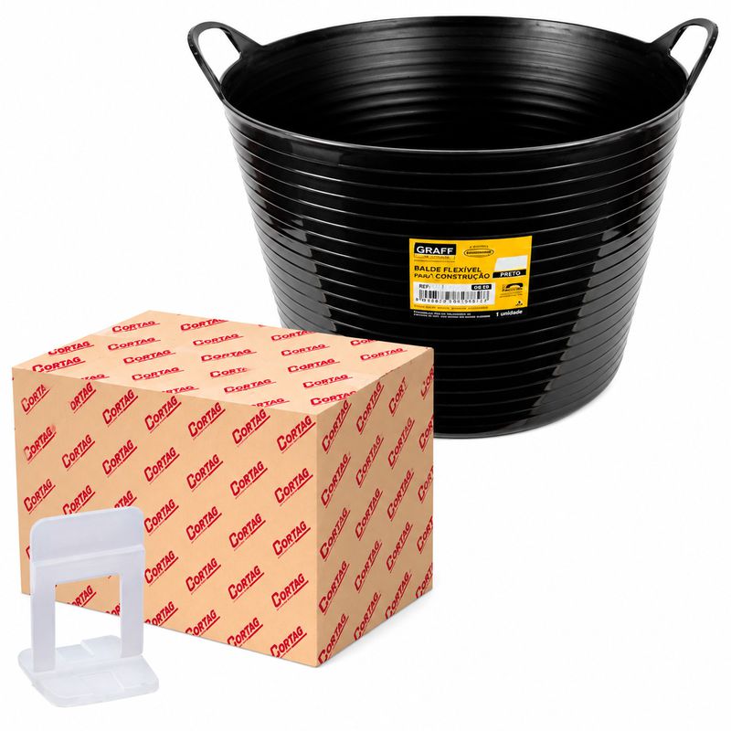 Espaçador Para Nivelador 1,0mm - 1000 Unidades Com Balde Flexível Para Construção 42L - Cortag
