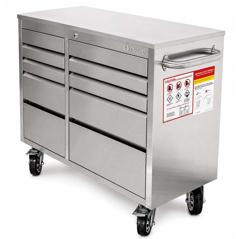 Carrinho Bancada Móvel Para Ferramentas em Aço Inox Com 10 Gavetas (585,0011) - Tactix