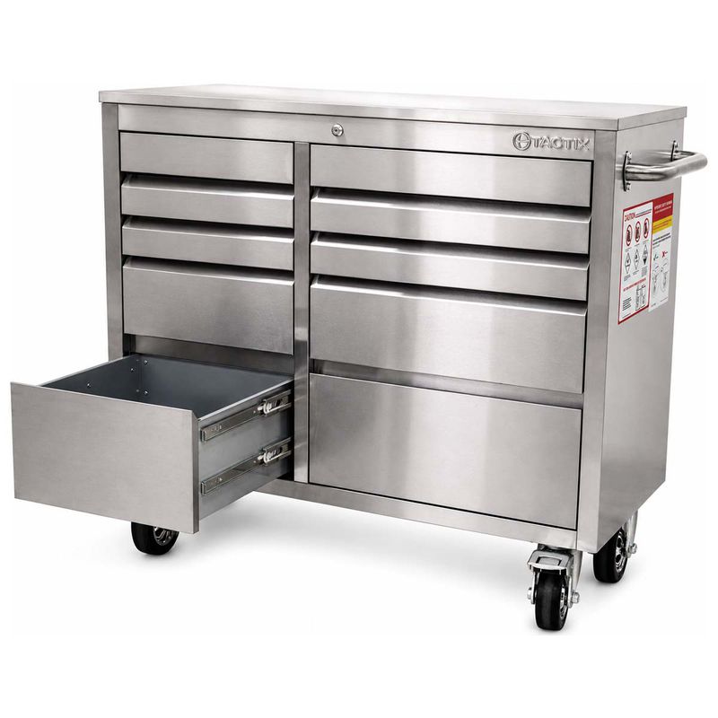 Carrinho Bancada Móvel Para Ferramentas em Aço Inox Com 10 Gavetas (585,0011) - Tactix