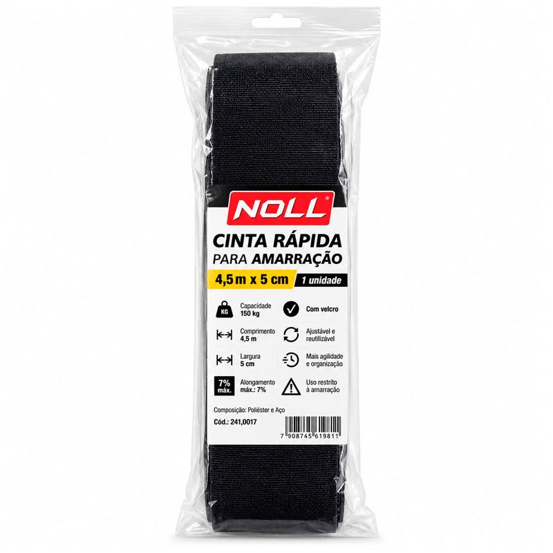 Cinta Rápida Para Amarração 4,5m x 5cm 150kg com Velcro Reutilizável (241,0017) - Noll