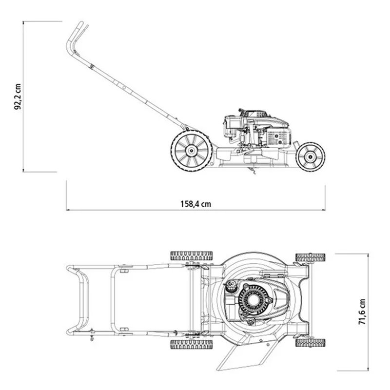 Cortador de Grama a Combustão CC50M 6Hp 500mm + Vassoura Plástica Preta 18D – Tramontina