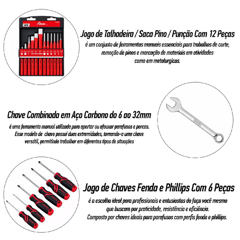 Carrinho Oficina Completa Com 7 Gavetas, 102 Ferramentas e 500 Abraçadeiras - Onsite
