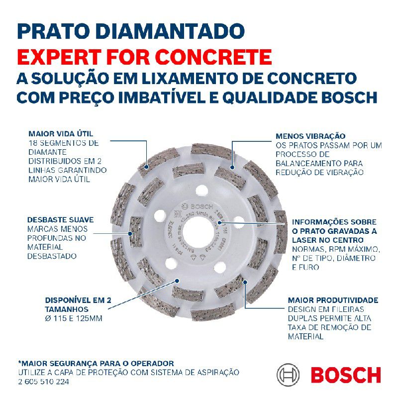 Prato diamantado segmentado Expert for Concrete 115x22,23x5mm