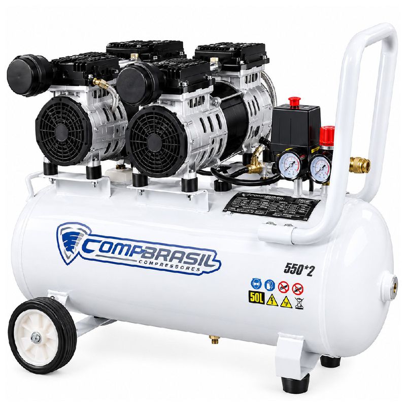 Compressor de Ar Sem Óleo 1,5Hp / 8,3BAR / 500W / 220V (550*2-50L) - Compbrasil