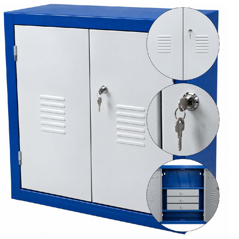 Armário Para Ferramentas Fechado Com 3 Gavetas Azul (1137) - Fercar