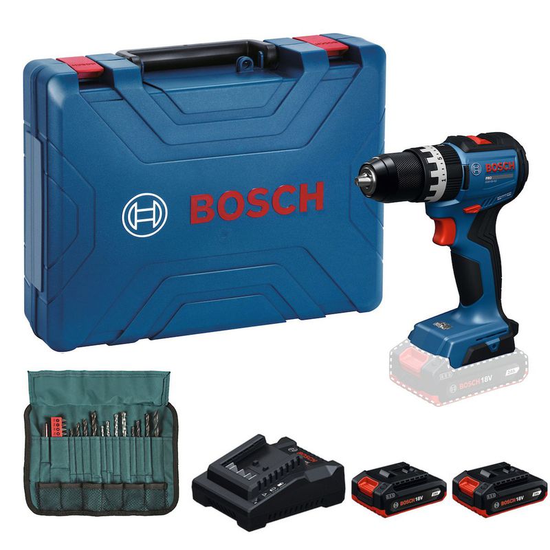 Parafusadeira Furadeira de Impacto GSB 18V-52 Com Maleta Carregador 2 Baterias 23 acessórios (06019S01E3-000) - Bosch