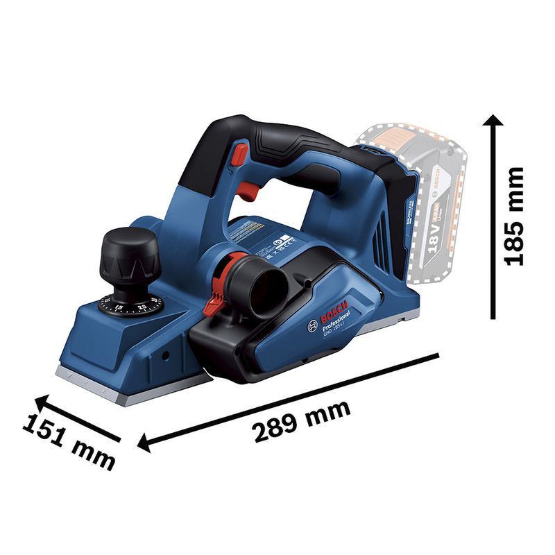 Plaina à Bateria 18V Brushless Com 2 Lâminas - SB (GHO 185 LI) - Bosch