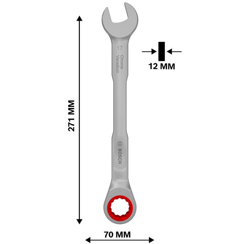 Chave de Catraca Combinada 17mm (1600A03AH2) - Bosch Pro