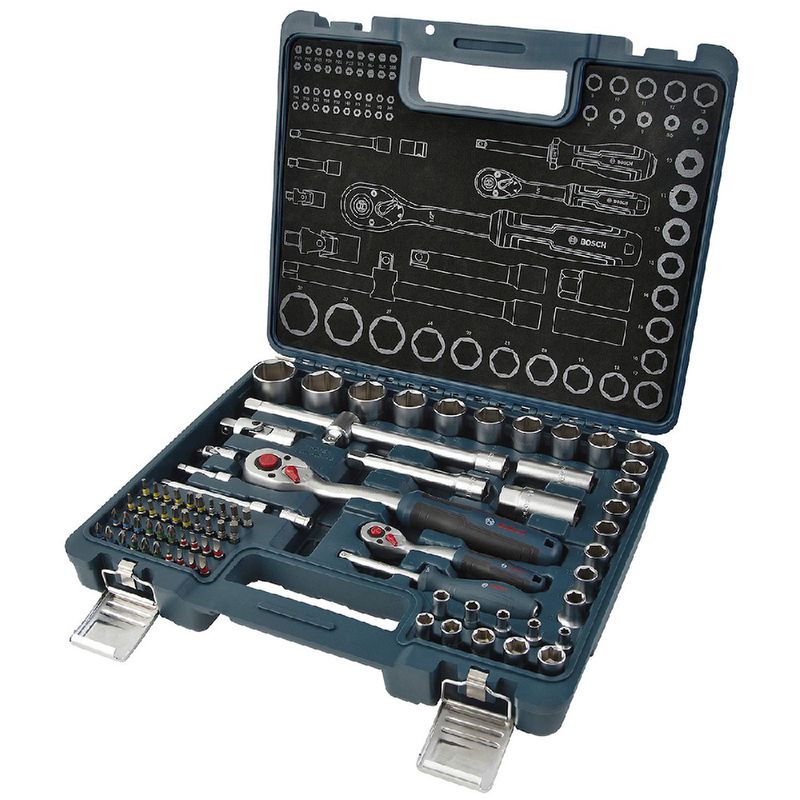 Jogo de Soquetes 1/4'' + 1/2'' Com 80 Peças (1600A03AD0) - Bosch Pro