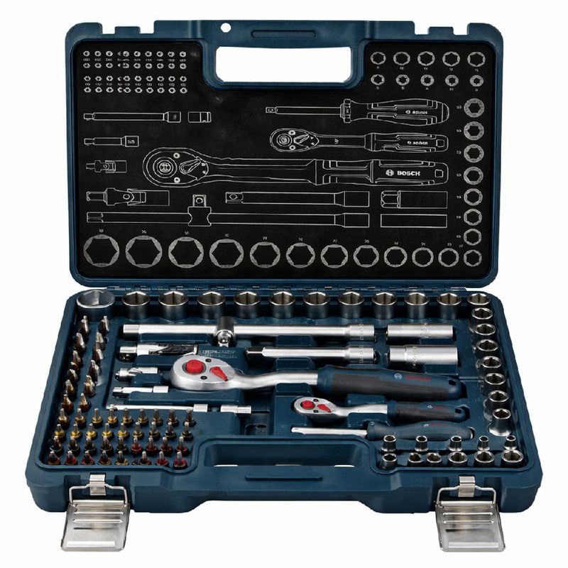 Jogo de Soquetes 1/4'' + 1/2'' Com 80 Peças (1600A03AD0) - Bosch Pro