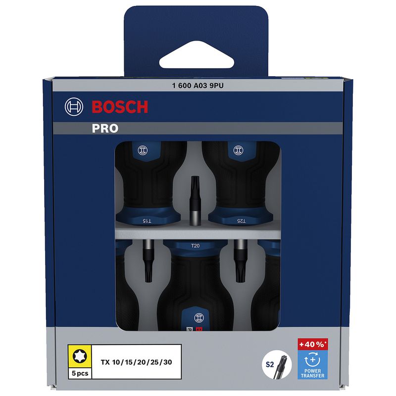 Jogo de Chaves de Fenda Toco TX Com 5 Unidades (1600A039PU) - Bosch Pro