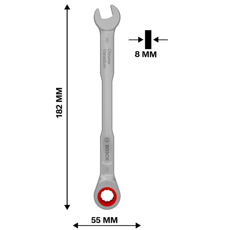 Chave de Catraca Combinada 8mm (1600A03AG6) - Bosch Pro