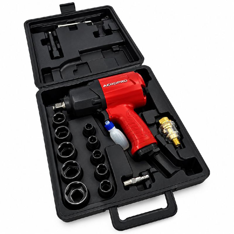Chave de Impacto Pneumática Com Maleta e 17 Peças 1/2'' / 610 Nm (RP 17808-A) - Aeropro