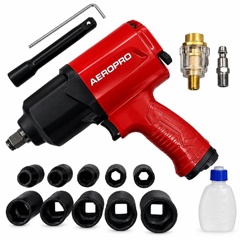 Chave de Impacto Pneumática Com Maleta e 17 Peças 1/2'' / 610 Nm (RP 17808-A) - Aeropro