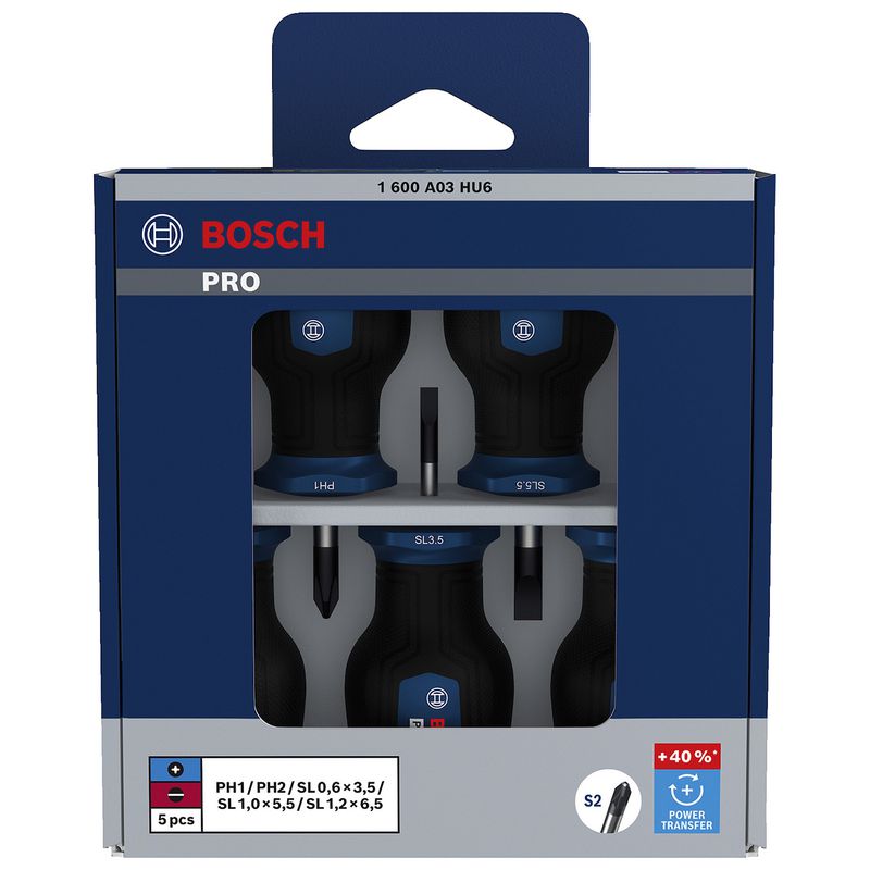 Jogo de Chaves de Fenda Toco PH / SL Com 5 Unidades (1600A03HU6) - Bosch Pro