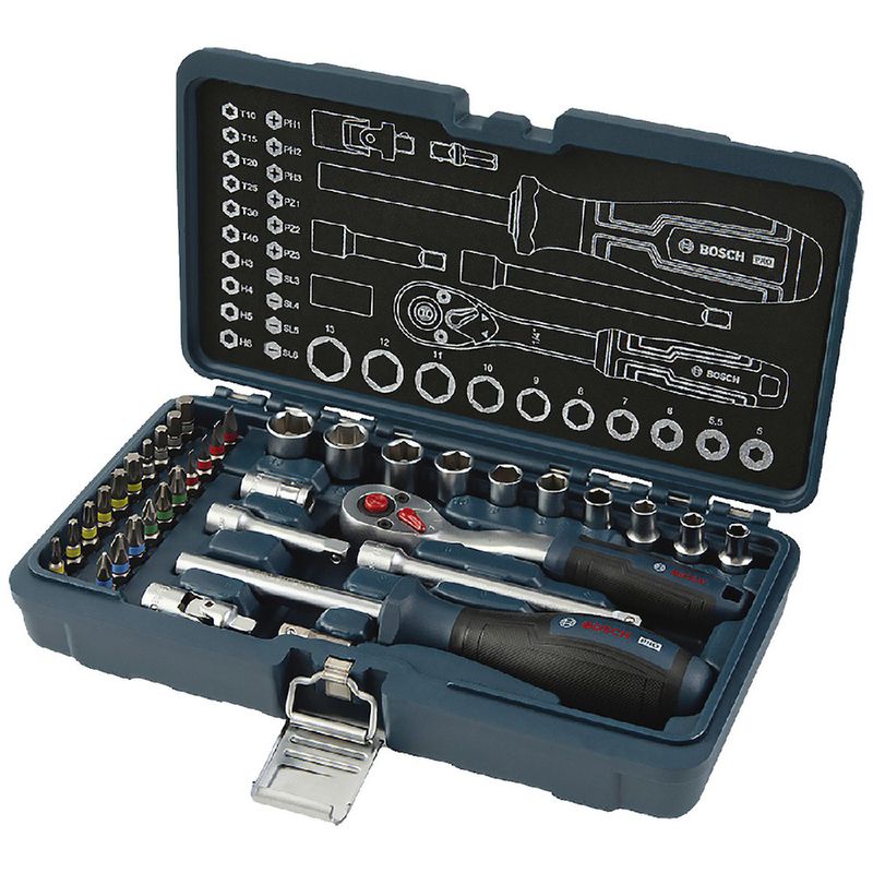 Jogo de Soquetes 1/4'' Com 35 Peças (1600A03AC7) - Bosch Pro