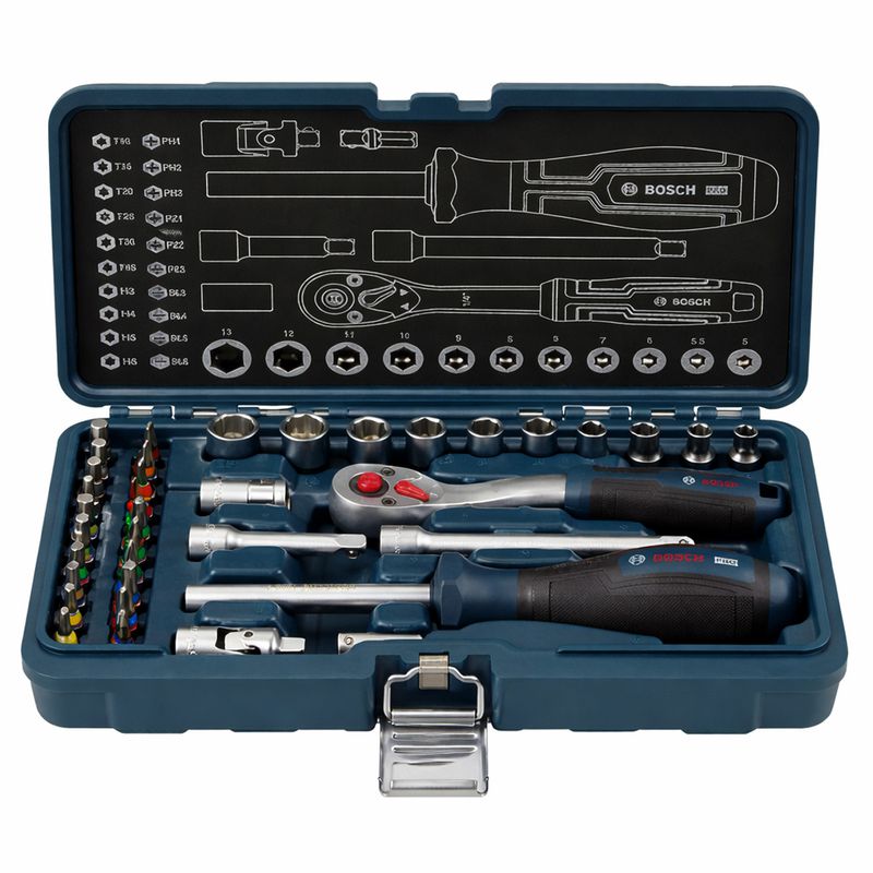 Jogo de Soquetes 1/4'' Com 35 Peças (1600A03AC7) - Bosch Pro