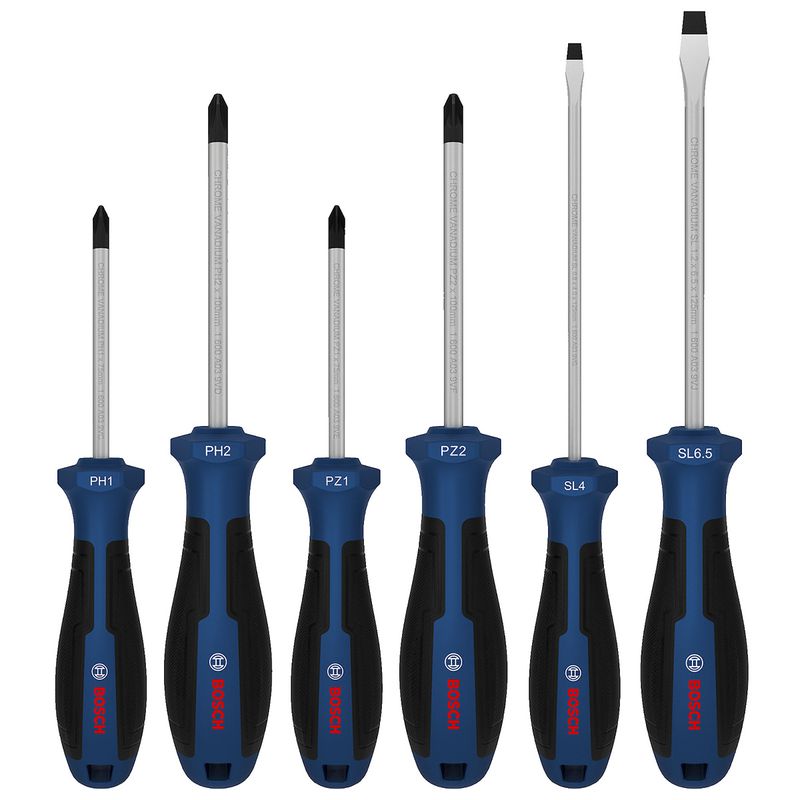 Jogo de Chaves de Fenda PH/PZ/SL Com 6 Peças (1600A039PF) - Bosch Pro
