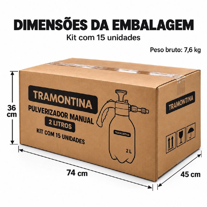 Kit Com 15 Pulverizadores Manual de Compressão Prévia 2L (78610/206) - Tramontina