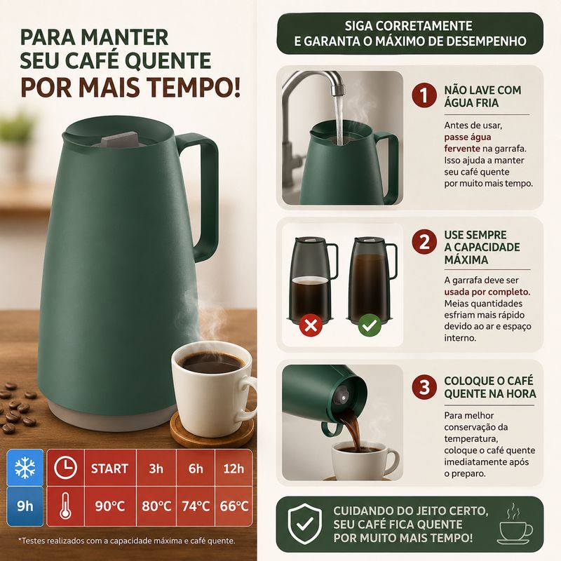 Bule Térmico Exata em Plástico Vermelho Com Ampola de Vidro 500ml (61636/056) - Tramontina