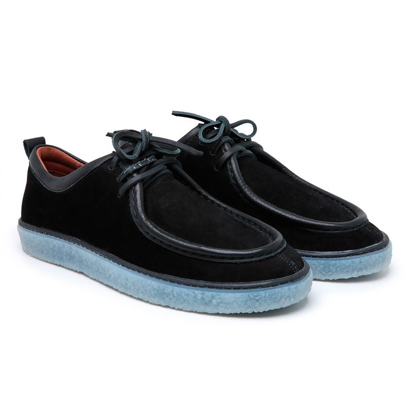 Sapato Casual Couro Legítimo Nobuck Preto Sola Tra... - Sapato de Fábrica