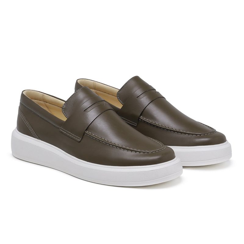 Sapato Loafer Mocassim Master Couro Verde Oliva - ... - Sapato de Fábrica