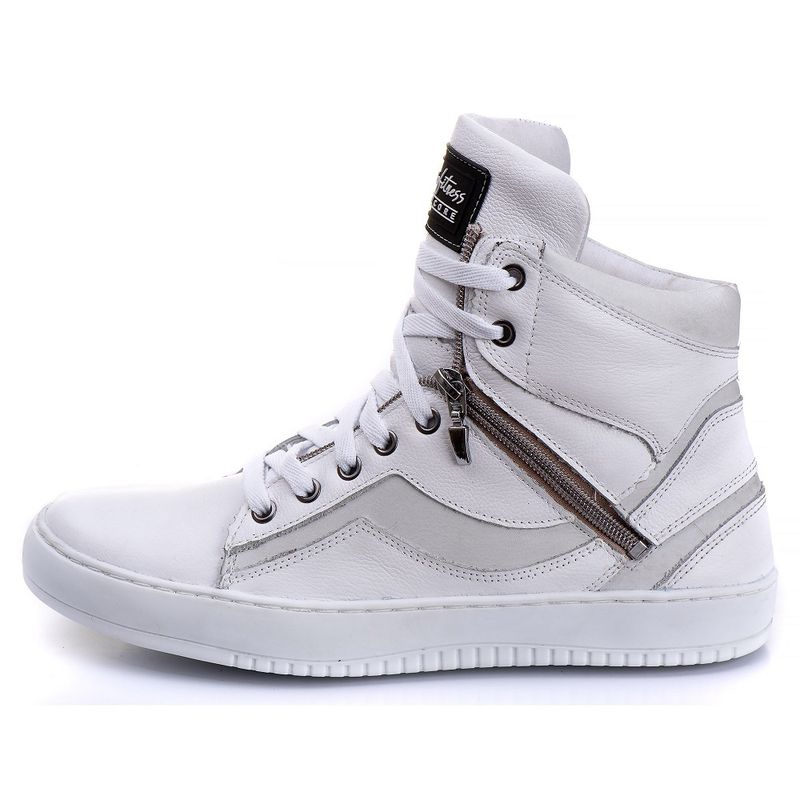 Tênis Sneaker Unissex Couro Legitimo Branco Calçad... - Sapato de Fábrica