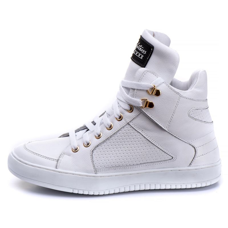 Tênis Sneaker Unissex Couro Legitimo Branco Calçad... - Sapato de Fábrica