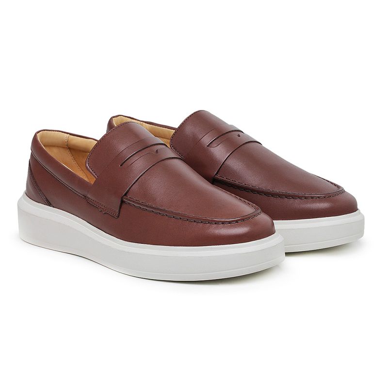 Sapato Masculino Mocassim Master Couro Café Sola A... - Sapato de Fábrica