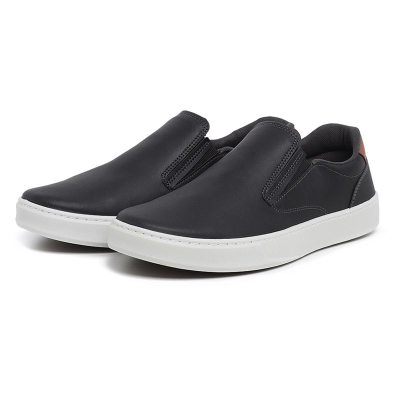 Sapatênis Slip on BS Couro Ecológico Preto Palmilh... - Sapato de Fábrica