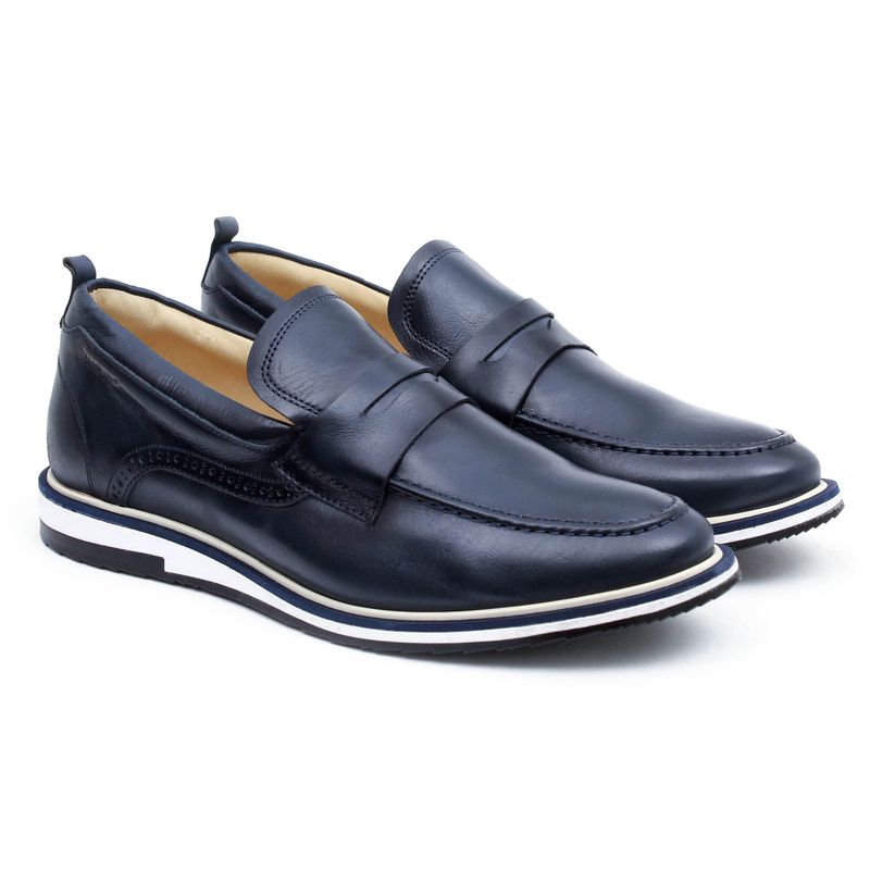 Loafer Couro Legítimo Marinho Rover - 1593-AZ - Sapato de Fábrica