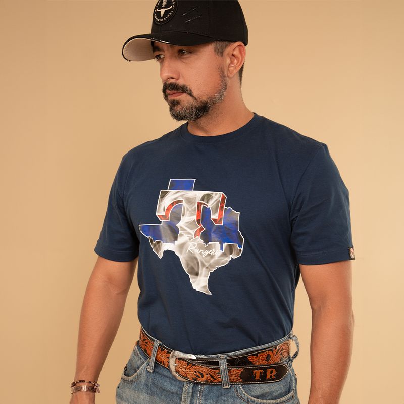 Camiseta Masculina Azul Map... - TEXAS RANGERS