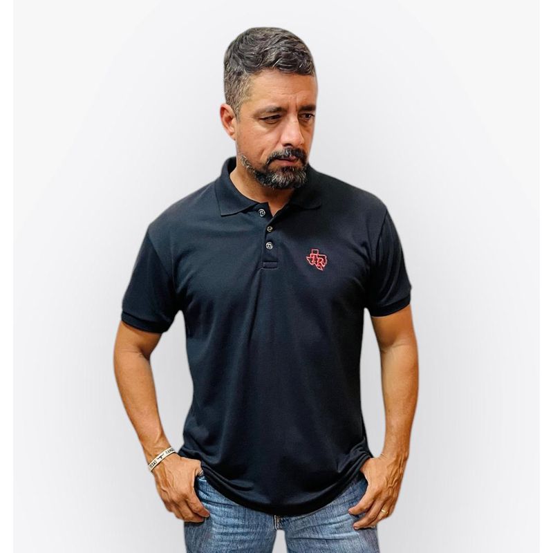 Camiseta Preta Gola Polo co... - TEXAS RANGERS