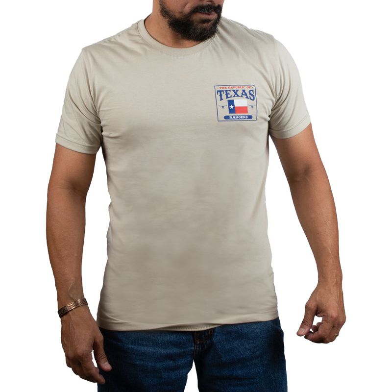 Camiseta Masculina Bege Log... - TEXAS RANGERS