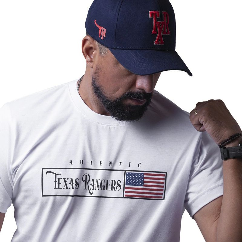 Camiseta Branca Logo Authen... - TEXAS RANGERS