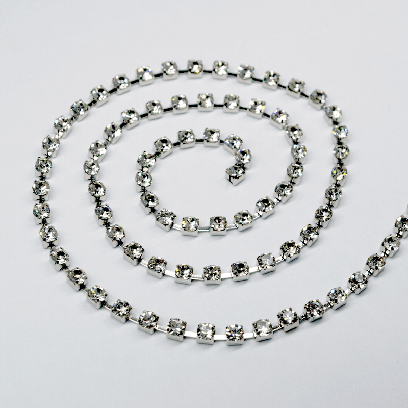 Corrente Ss8,5 / Pl18 - Pedra Cristal, Banho Níquel